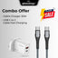 30W GaN Charger with 65W USB - C to C Cable | Compact Fast Charging Adapter - GLASSOLOGY