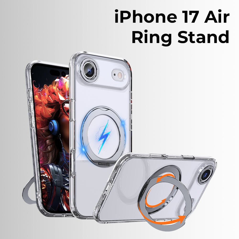 360° MagSafe Ring Stand Case for iPhone 17 Air - White - GLASSOLOGY