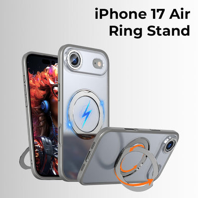 360° MagSafe Rotating Ring Stand Case for iPhone 17 Air - Grey - GLASSOLOGY