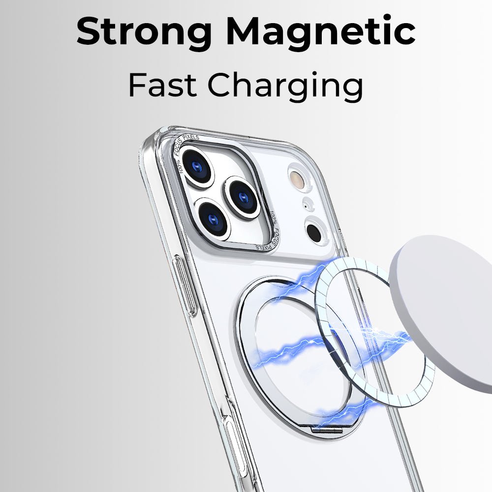 360° MagSafe Rotating Ring Stand Case for iPhone 17 Pro Max - White - GLASSOLOGY