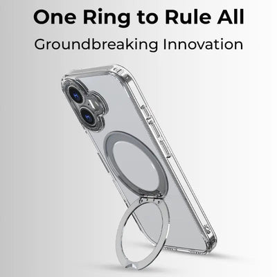 360° MagSafe Rotating Ring Stand Case for iPhone 17 - White - GLASSOLOGY