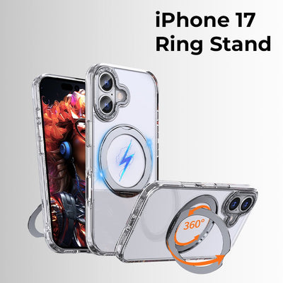 360° MagSafe Rotating Ring Stand Case for iPhone 17 - White - GLASSOLOGY