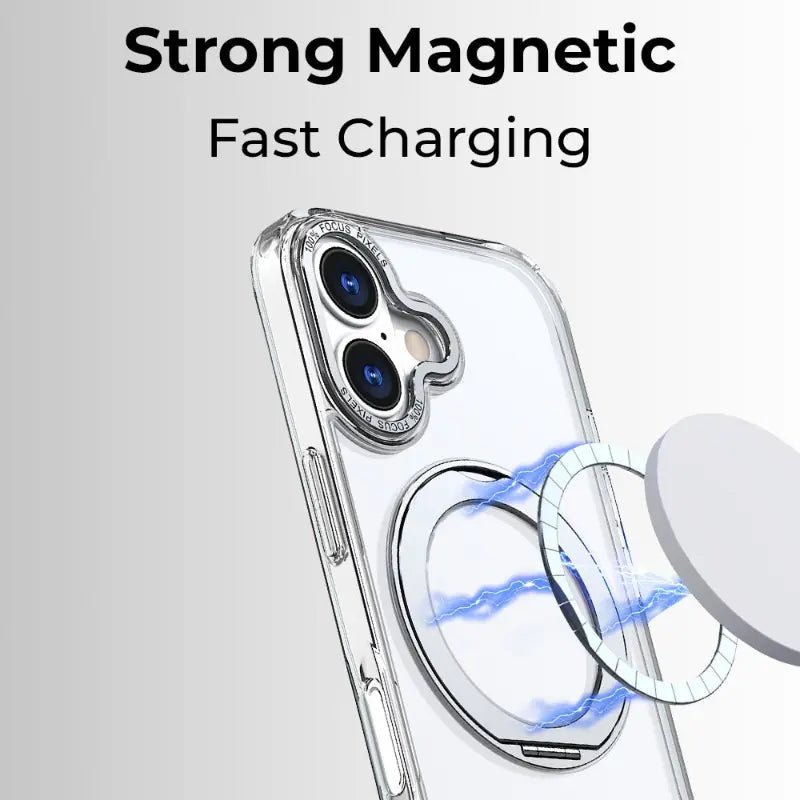 360° MagSafe Rotating Ring Stand Case for iPhone 17 - White - GLASSOLOGY