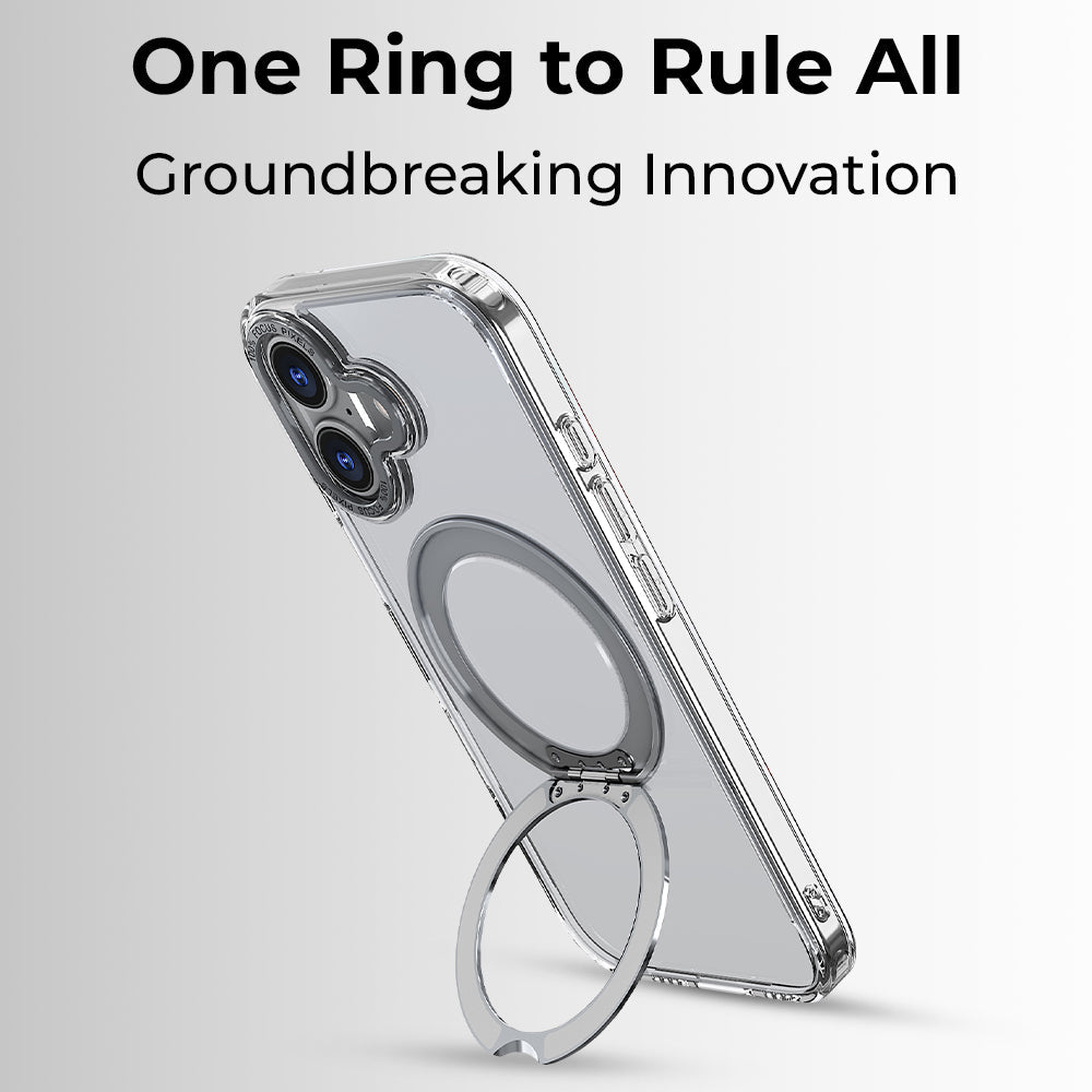 360° MagSafe Rotating Ring Stand Case for iPhone 17 - White - GLASSOLOGY