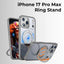 Phone case with ring stand feature for iPhone 17 Pro Max on a light gray background