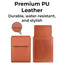 Glassology 3-in-1 Laptop Sleeve Case Brown Waterproof PU Leather with Foldable Stand & Wrist Rest