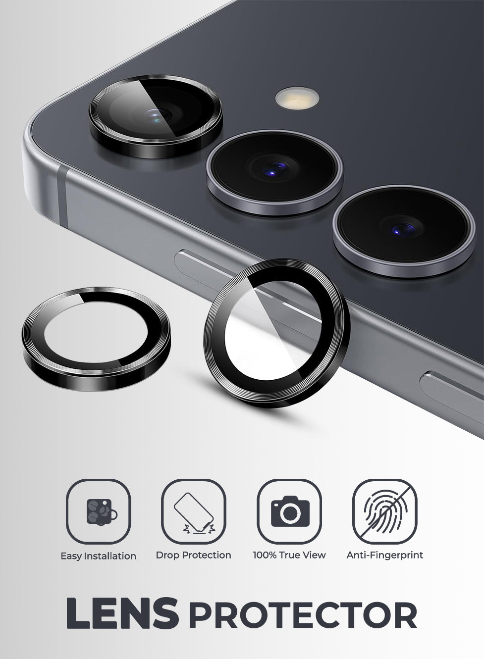 واقي عدسة لهاتف سامسونج جالاكسي S25 FE - أسود أنيق 