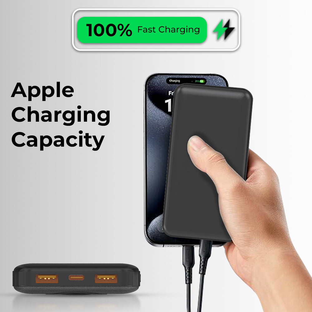 Glassology 20000mAh Power Bank (Black) – Fast Charging | Dual USB |LCD Display