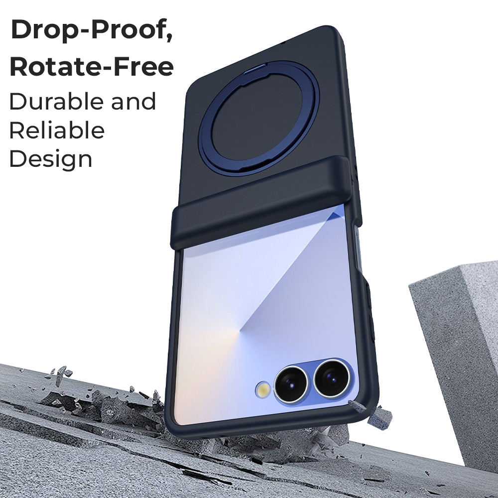 Glassology Samsung Galaxy Z Flip7 360° Rotating MagSafe Ring Stand Blue Case