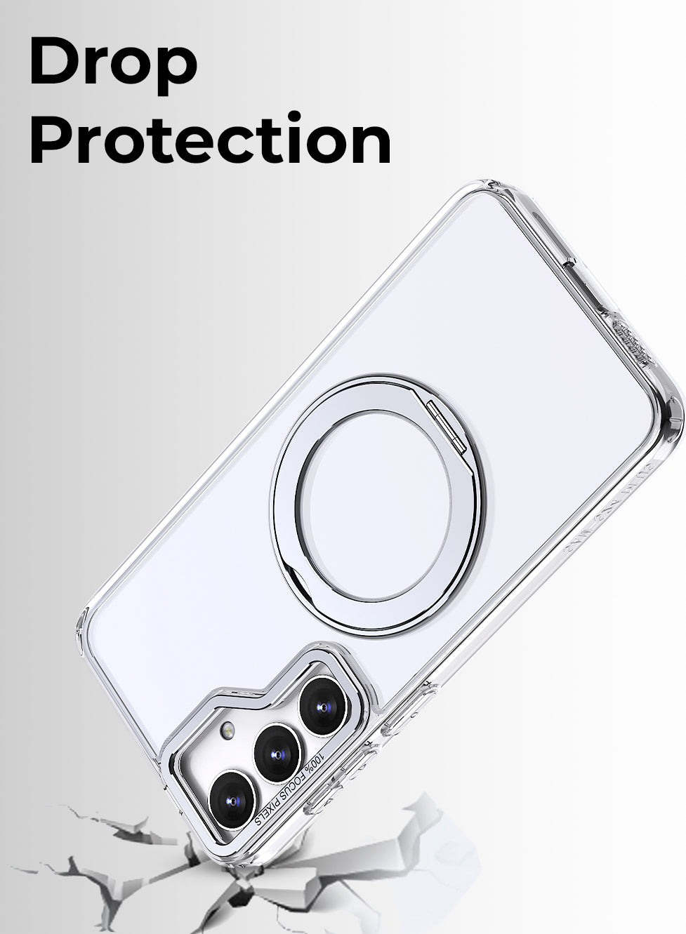 جراب مغناطيسي بحامل حلقي دوار 360 درجة لهاتف Samsung Galaxy S25 FE - حامل شفاف مقاوم للصدمات ومتوافق مع حامل مغناطيسي