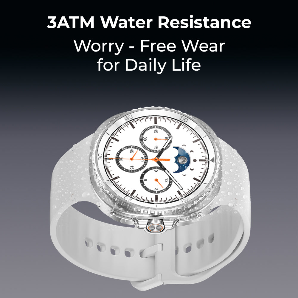 Glassology Charome SmartWatch Pro Max 1.43" – Bluetooth Calling, NFC Payments, Wireless Charging, 7-Day Battery, 3ATM Waterproof Fitness Watch - White