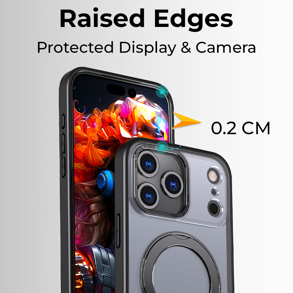 جراب ماج سيف قابل للدوران 360 درجة لهاتف iPhone 17 Pro Max (رمادي)