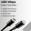 USB C to Lightening cable 2M 3A high current fast charging Pure Copper & PVC & nylon braid 480Mbps transfer speed (Black)