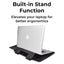 Glassology 3-in-1 Laptop Sleeve Case Black Waterproof PU Leather with Foldable Stand & Wrist Rest