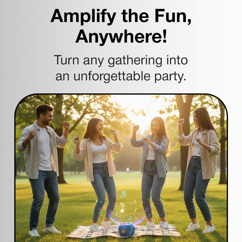 Glassology Wisme – Outdoor Portable Wireless Speaker (5W Deep Bass | LED Lights | Waterproof)