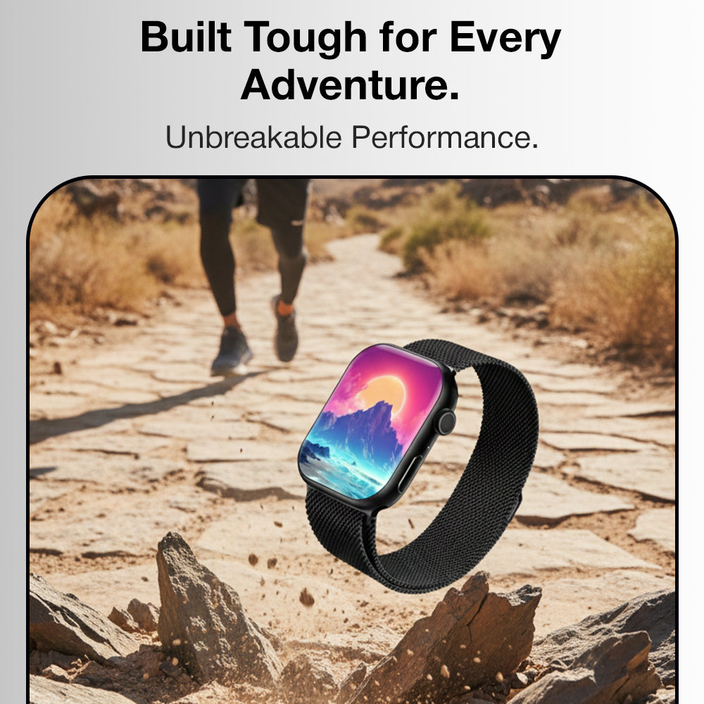 Glassology Charome T9 HD Smart Watch (Black) – 2.1" Display, Bluetooth Calling, NFC, Wireless Charging, IP68 Waterproof, 7–9 Day Battery Life