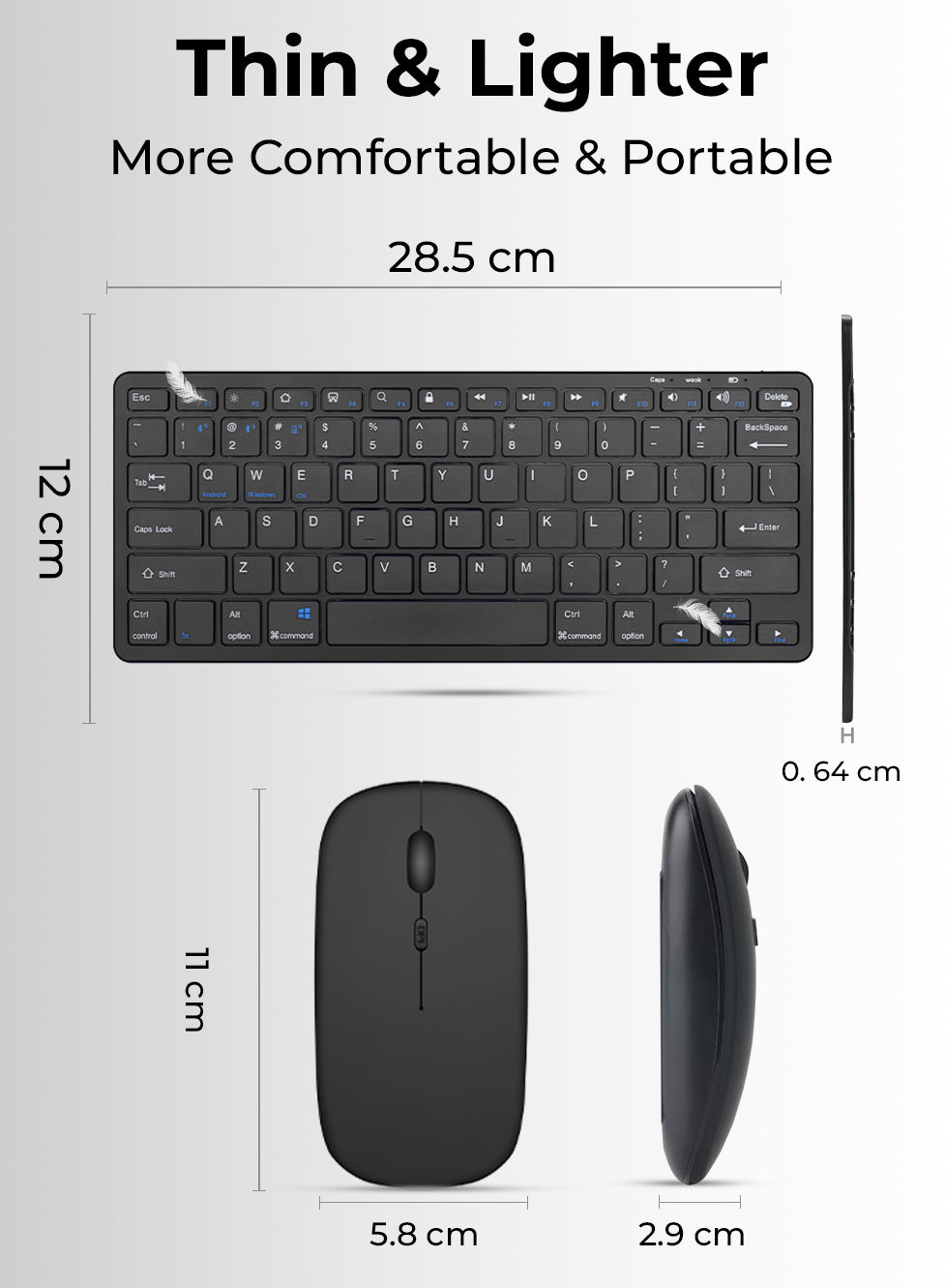Glassology Wireless Keyboard and Mouse Combo 2.4GHz Full-Size(Black)