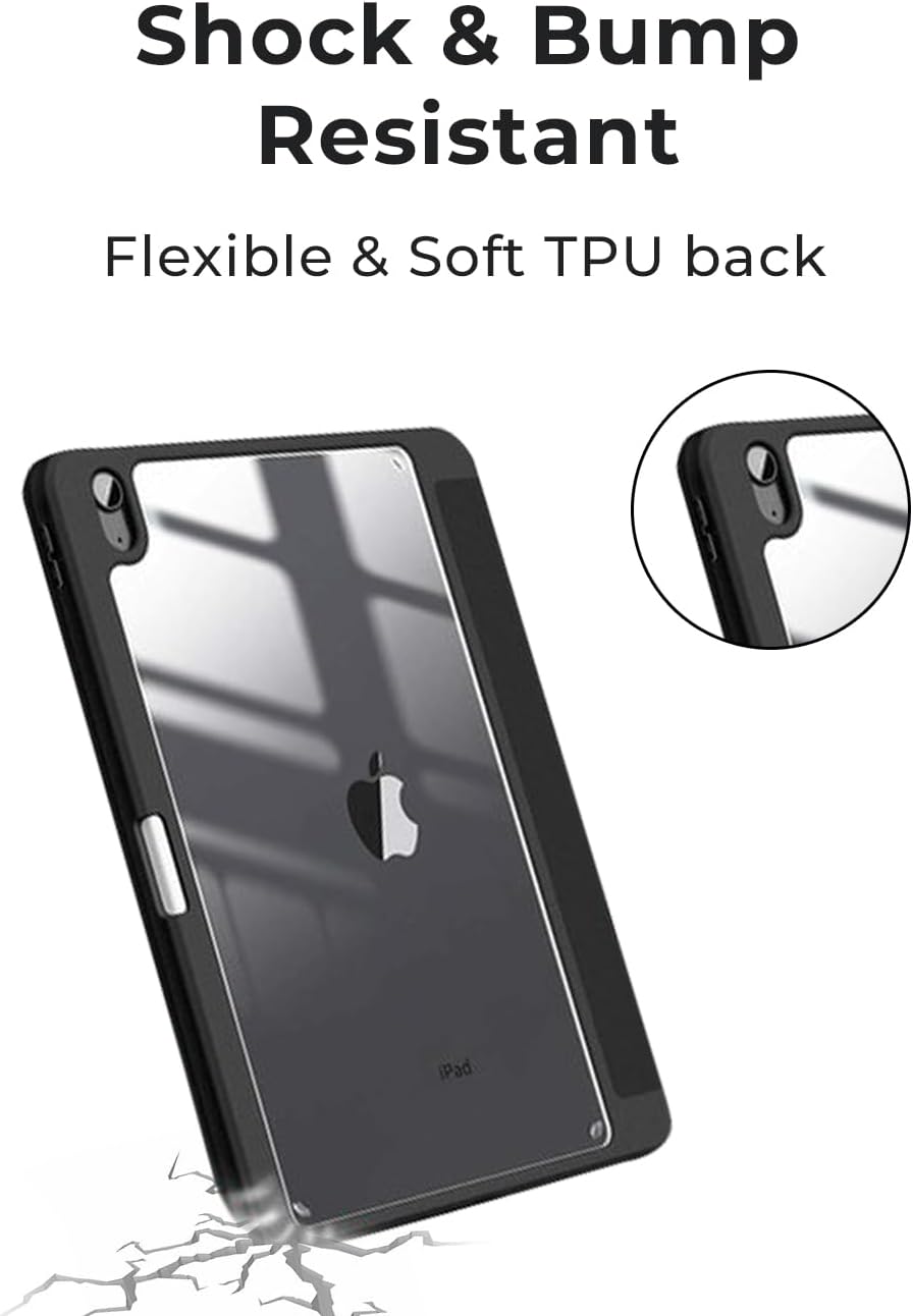 Phone case with Apple logo on a white background, highlighting shock and bump resistance features.