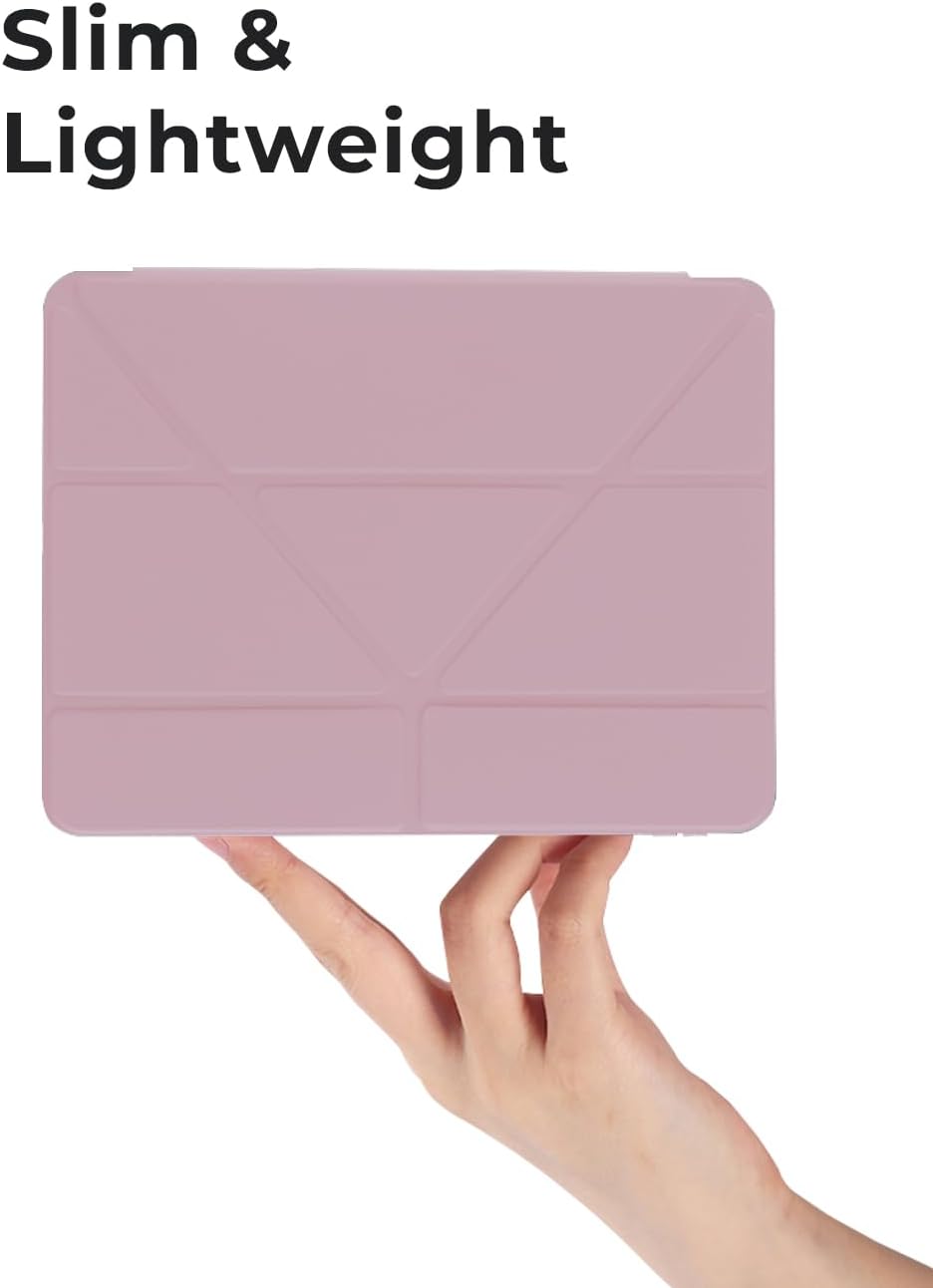 Pink tablet case held by a hand with 'Slim & Lightweight' text above