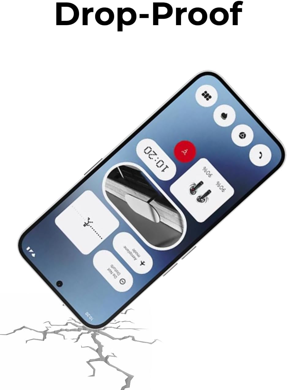 Smartphone with a drop-proof feature displayed on a white background