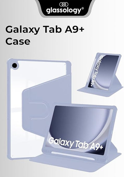 جراب جلدي فاخر من البولي يوريثان لجهاز سامسونج جالاكسي A9+ اللوحي مقاس 11 بوصة (أرجواني) - جراب رفيع مقاوم للصدمات مع حامل وغطاء داخلي ناعم من مادة TPU | الإمارات العربية المتحدة