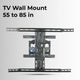 TV wall mount for 55 to 85 inch TVs on a light gray background