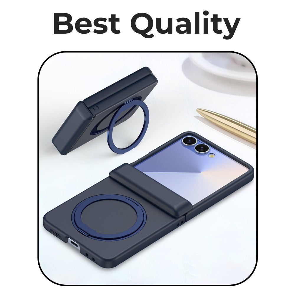 Glassology Samsung Galaxy Z Flip7 360° Rotating MagSafe Ring Stand Blue Case