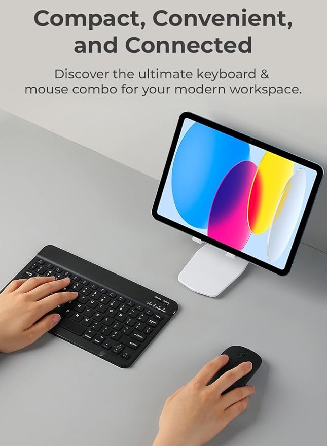 Wireless Keyboard and Mouse Combo – Slim Ergonomic 2.4GHz Set with Silent Keys, Plug & Play Nano Receiver