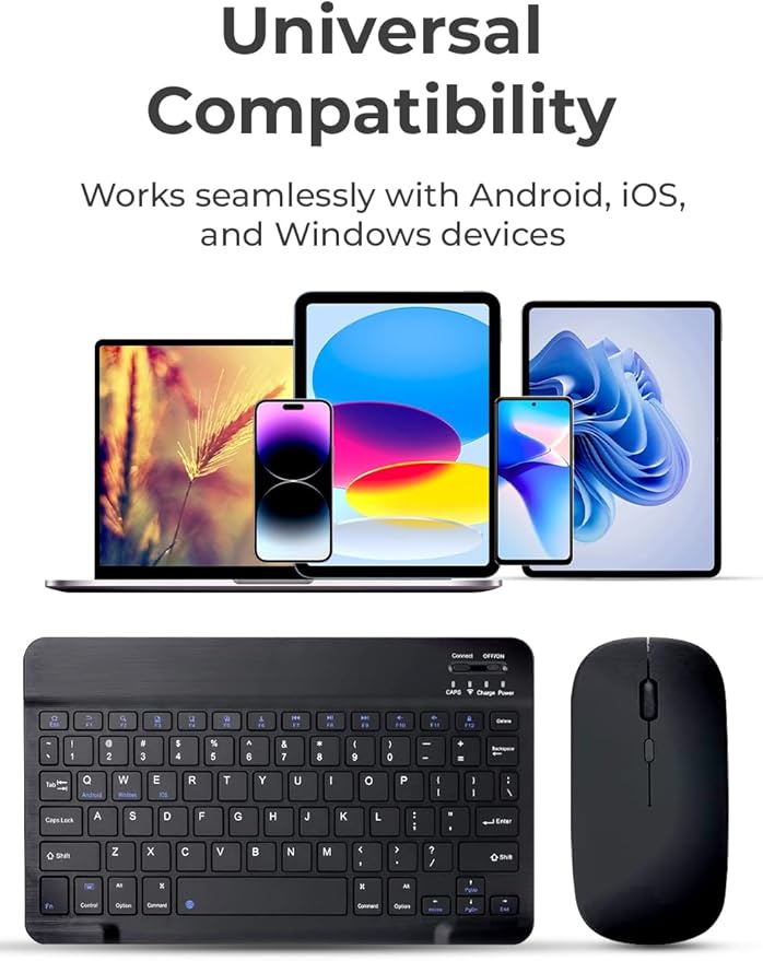 Wireless Keyboard and Mouse Combo – Slim Ergonomic 2.4GHz Set with Silent Keys, Plug & Play Nano Receiver