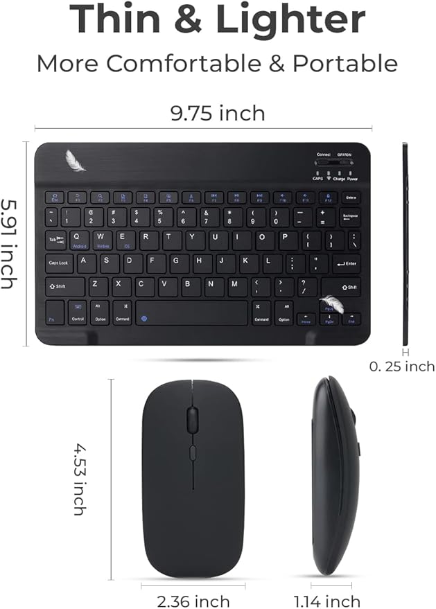 Wireless Keyboard and Mouse Combo – Slim Ergonomic 2.4GHz Set with Silent Keys, Plug & Play Nano Receiver