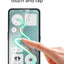 Smartphone with touchscreen interface and hand interacting with it, emphasizing high sensitivity.