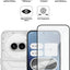 3D curved tempered glass screen protector for a smartphone with feature icons and phone display.