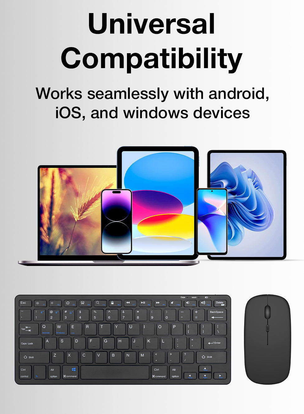 Glassology Wireless Keyboard and Mouse Combo 2.4GHz Full-Size(Black)