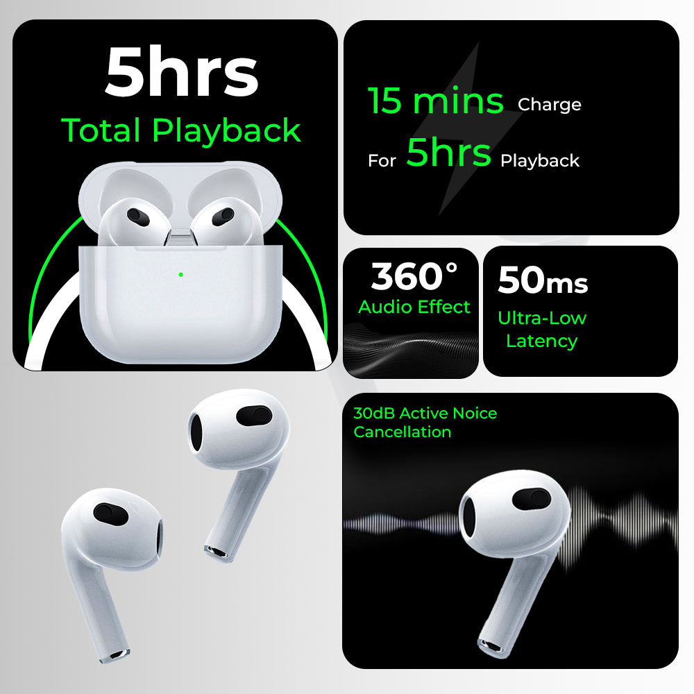 Glassology GTA3 TWS Earbuds with Touch Control and 24 Hours Playtime