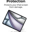 Advertisement for screen protector with text 'Drop Protection Protects your iPad screen from damage' on a white background.