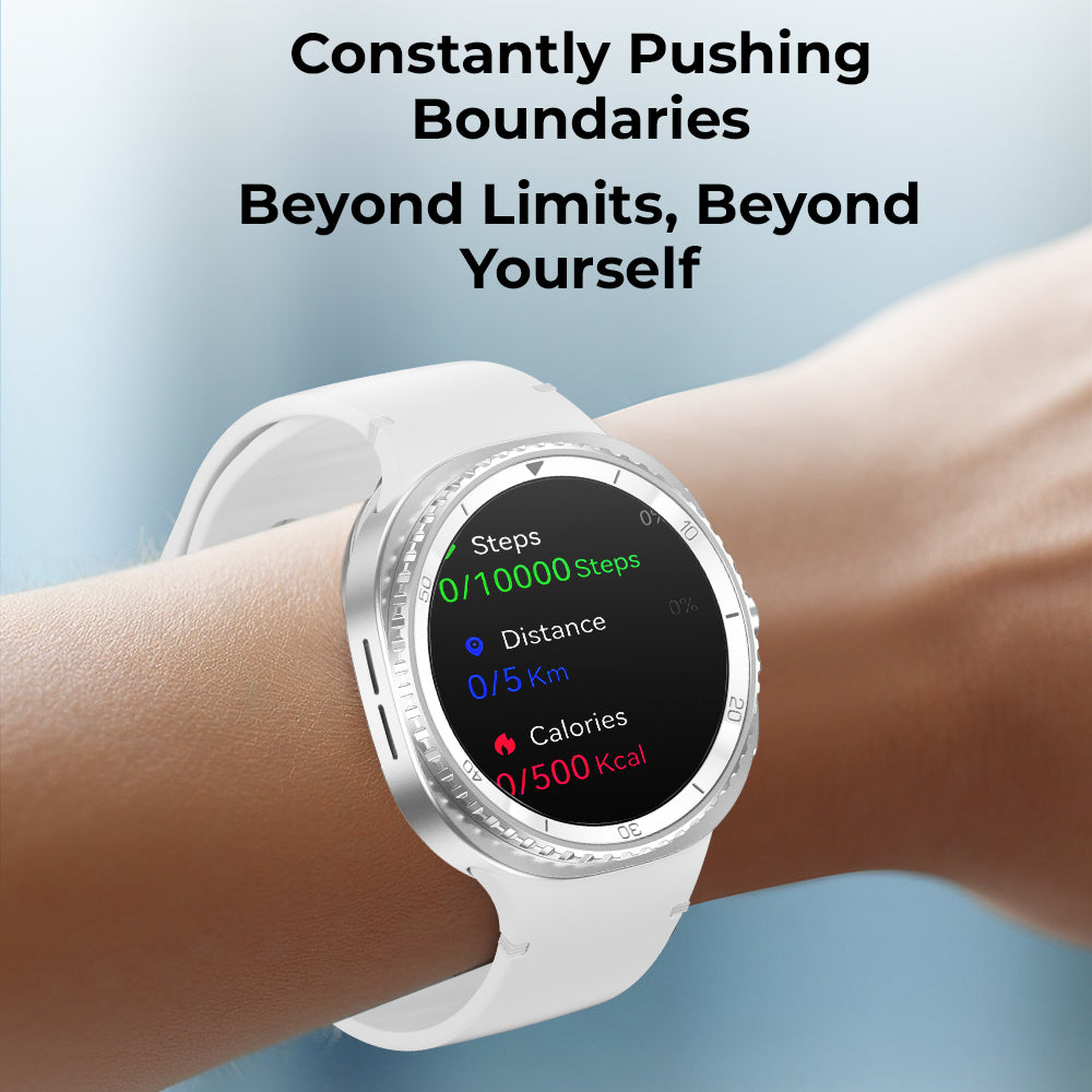 Glassology Charome SmartWatch Pro Max 1.43" – Bluetooth Calling, NFC Payments, Wireless Charging, 7-Day Battery, 3ATM Waterproof Fitness Watch - White