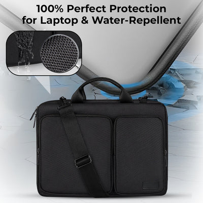 Glassology 15.4" Laptop Bag Black Sleek, Water-Repellent & Durable for Everyday Use