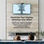 Children watching a TV mounted on a wall with text about VESA compatibility.