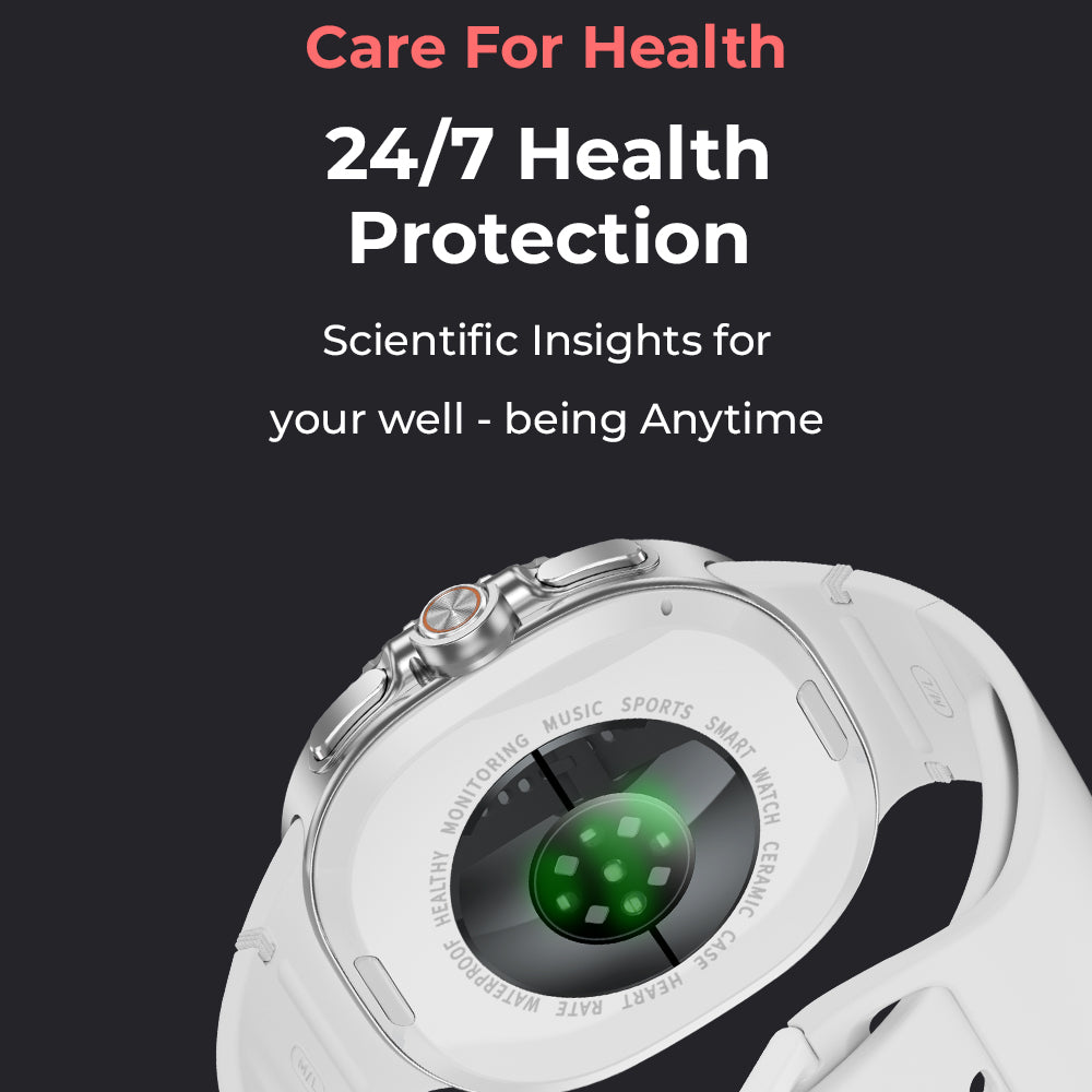 Glassology Charome SmartWatch Pro Max 1.43" – Bluetooth Calling, NFC Payments, Wireless Charging, 7-Day Battery, 3ATM Waterproof Fitness Watch - White