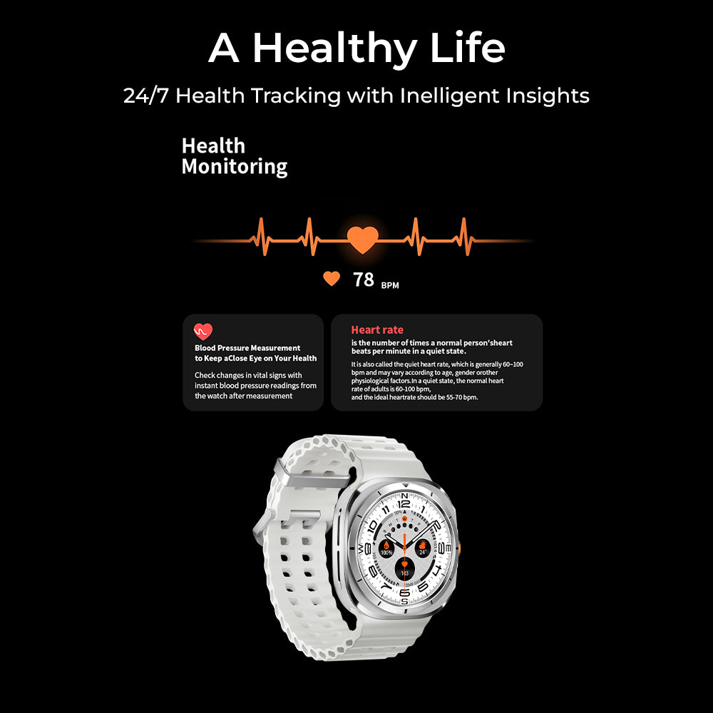 Glassology Charome T14 Ultra Smartwatch – Silver Edition | GPS, Bluetooth, Health Monitoring, Fitness Tracking, Long Battery Life, Water Resistant