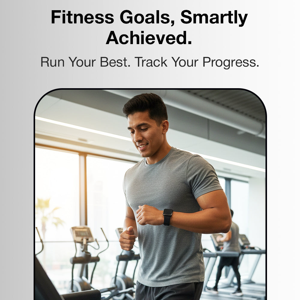 Glassology Charome T9 HD Smart Watch (Black) – 2.1" Display, Bluetooth Calling, NFC, Wireless Charging, IP68 Waterproof, 7–9 Day Battery Life