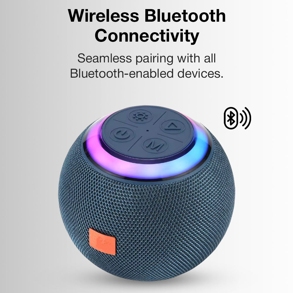 Glassology Wisme – Outdoor Portable Wireless Speaker (5W Deep Bass | LED Lights | Waterproof)