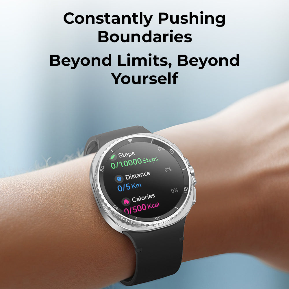 Glassology Charome SmartWatch Pro Max 1.43" – Bluetooth Calling, NFC Payments, Wireless Charging, 7-Day Battery, 3ATM Waterproof Fitness Watch - Black