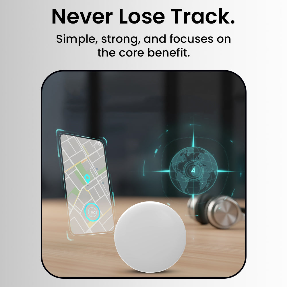 علامة GSTAW الذكية - متوافقة مع تطبيق Apple Find My، ومتتبع بلوتوث مع وضع الفقد، وتنبيهات الترك خلفك، وحماية الخصوصية، وعمر بطارية طويل (أبيض، الإمارات العربية المتحدة)