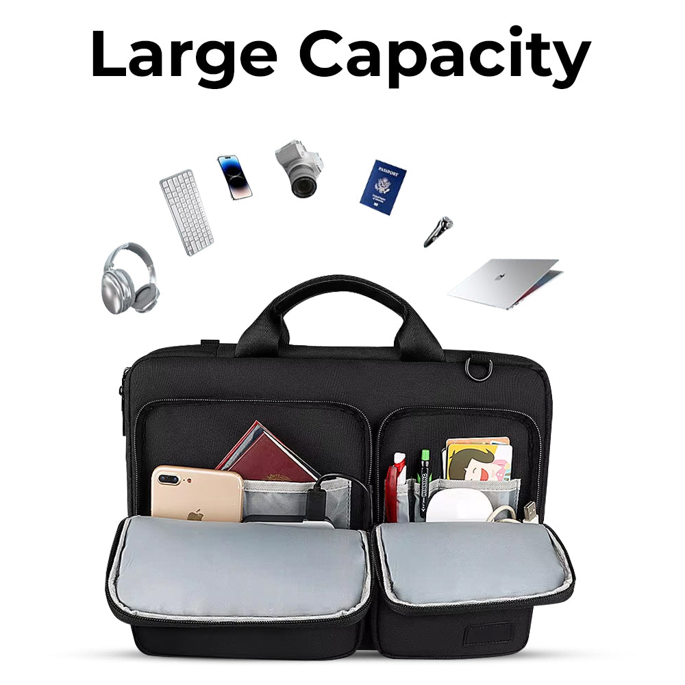 Glassology 15.4" Laptop Bag Black Sleek, Water-Repellent & Durable for Everyday Use