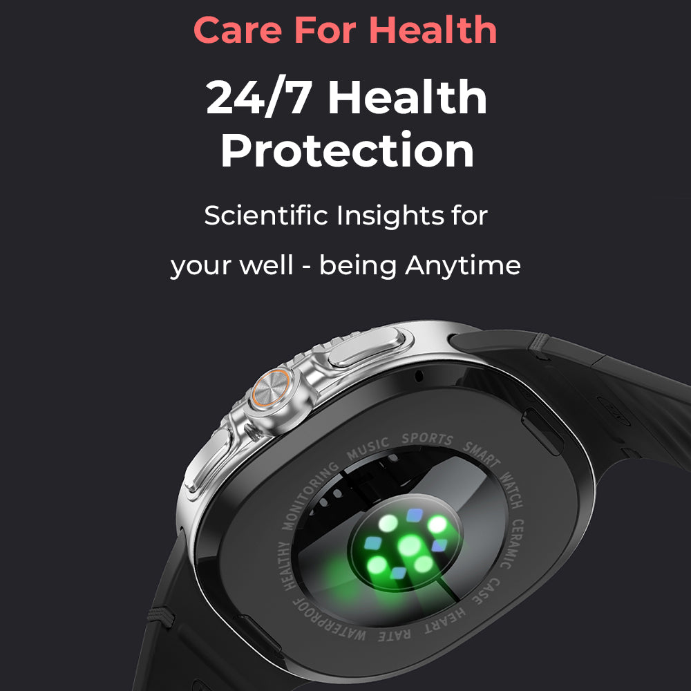 Glassology Charome SmartWatch Pro Max 1.43" – Bluetooth Calling, NFC Payments, Wireless Charging, 7-Day Battery, 3ATM Waterproof Fitness Watch - Black