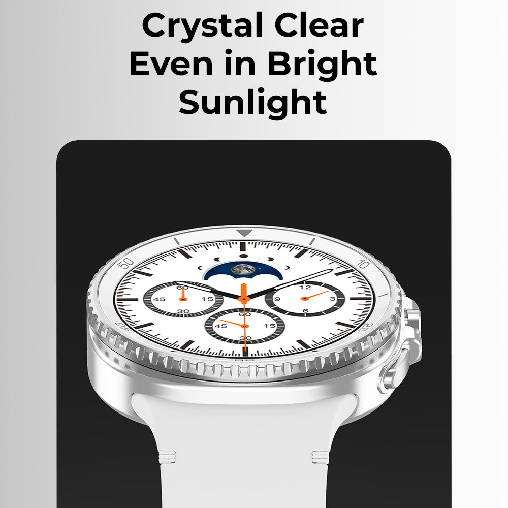 Glassology Charome SmartWatch Pro Max 1.43" – Bluetooth Calling, NFC Payments, Wireless Charging, 7-Day Battery, 3ATM Waterproof Fitness Watch - White