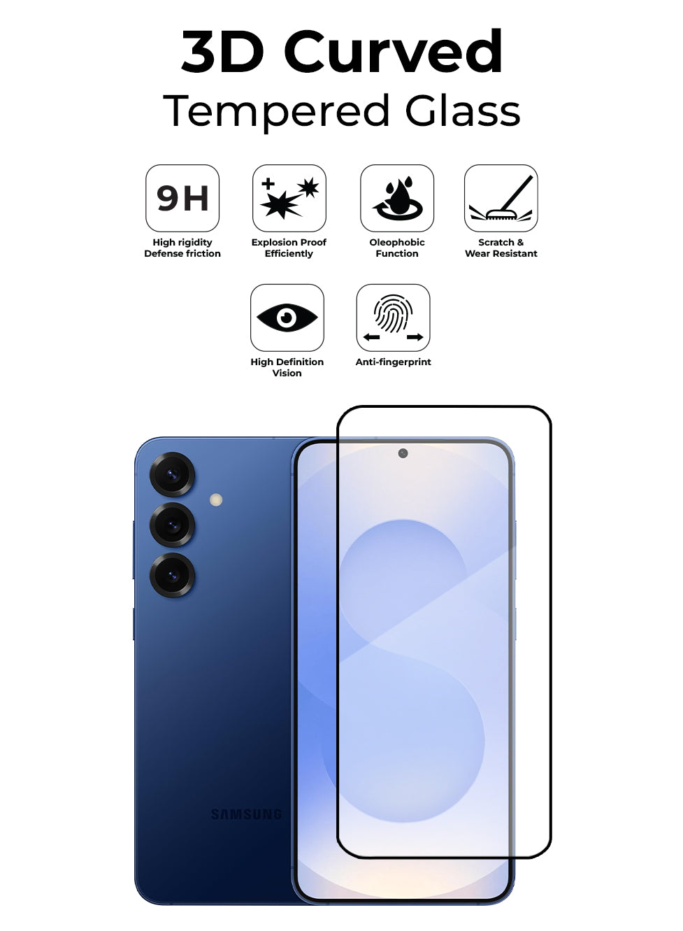 9H tempered glass screen protector for Samsung Galaxy S25 Plus