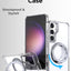 جراب مغناطيسي بحامل حلقي دوار 360 درجة لهاتف Samsung Galaxy S25 FE - حامل شفاف مقاوم للصدمات ومتوافق مع حامل مغناطيسي