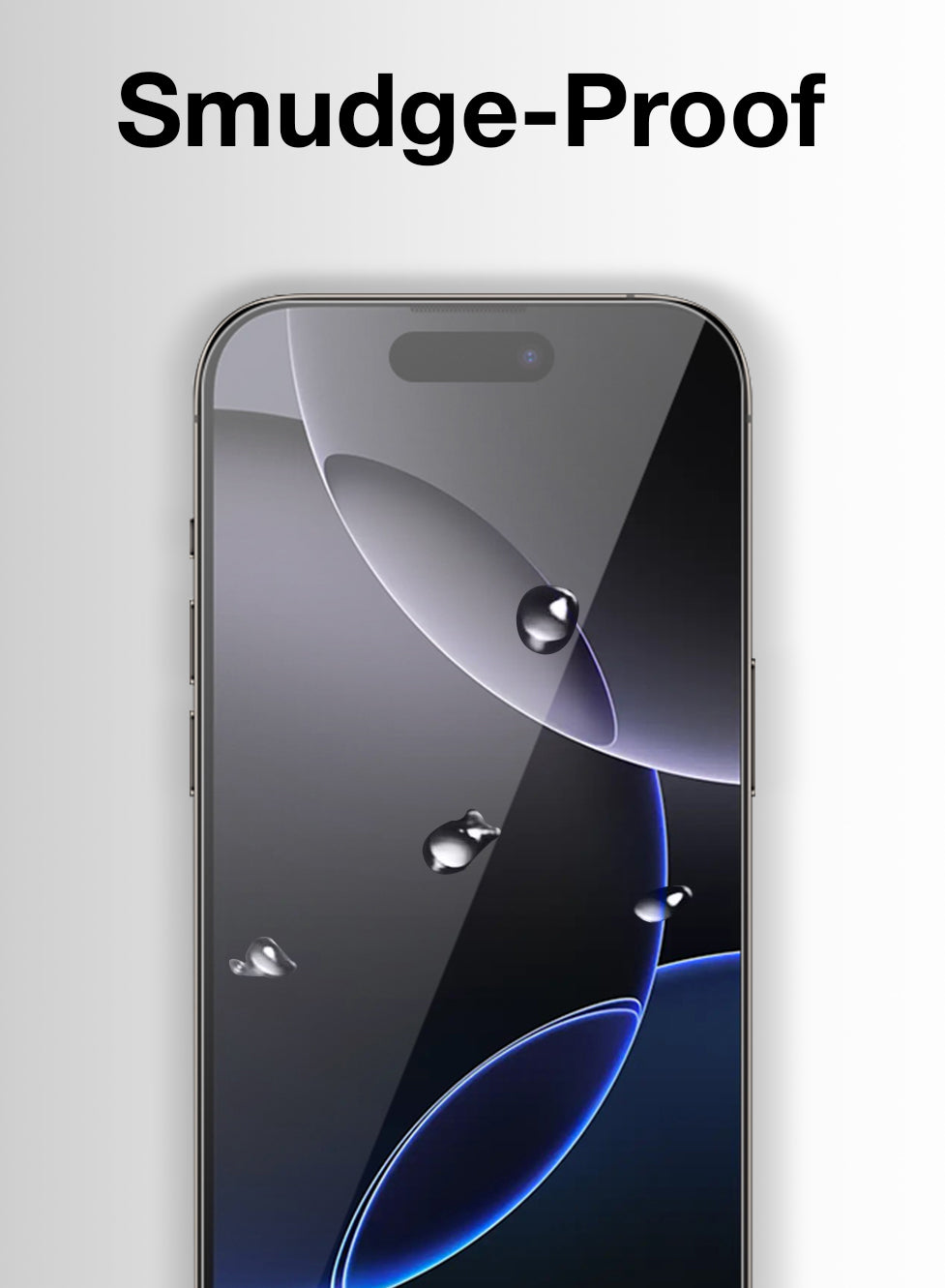 Smartphone with smudge-proof feature on a gray background